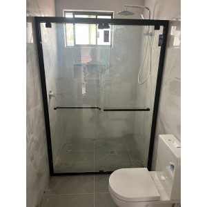 Marini Matte Black Semi-Frameless Wall To Wall Sliding Door 1500-1610 * 1950